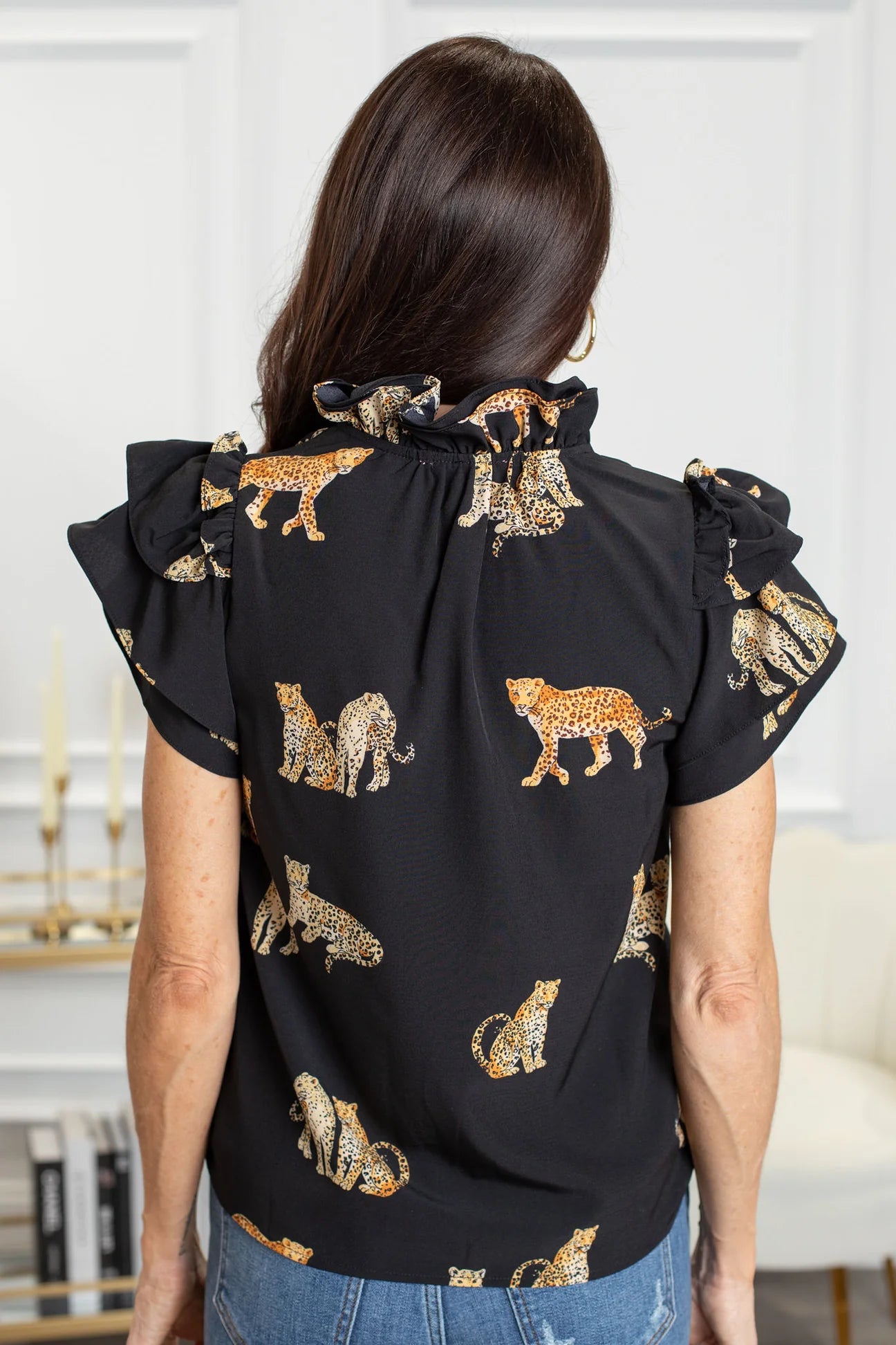 Cheetah Print Top Black