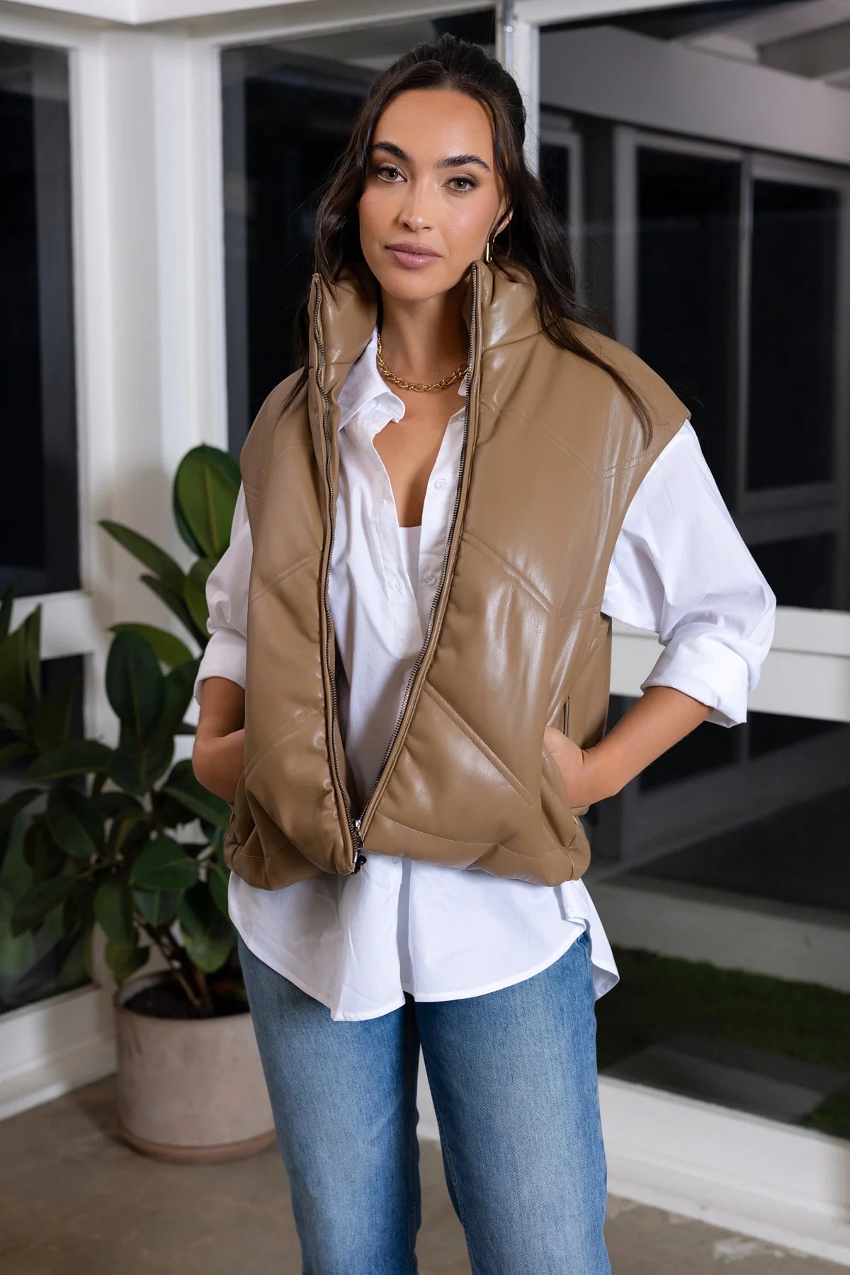 Quilted Faux Leather Vest