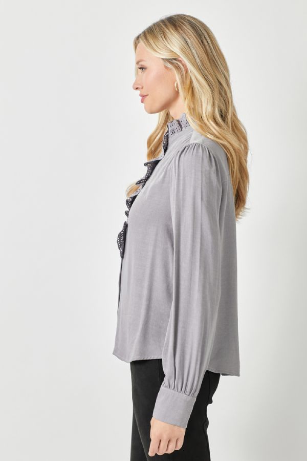 Lace Collar Blouse Grey