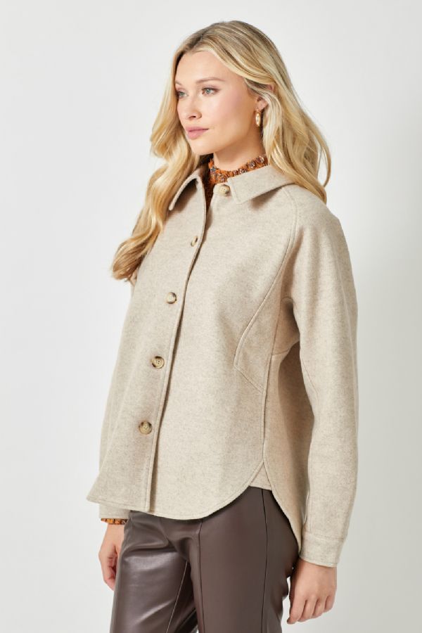 Button Down Shacket Tan
