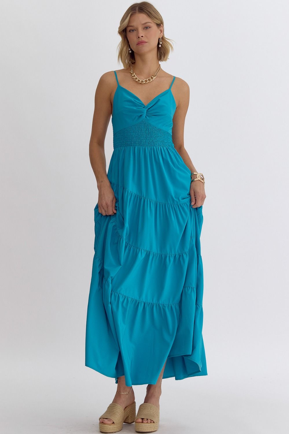 Spaghetti Strap Midi Dress GRN