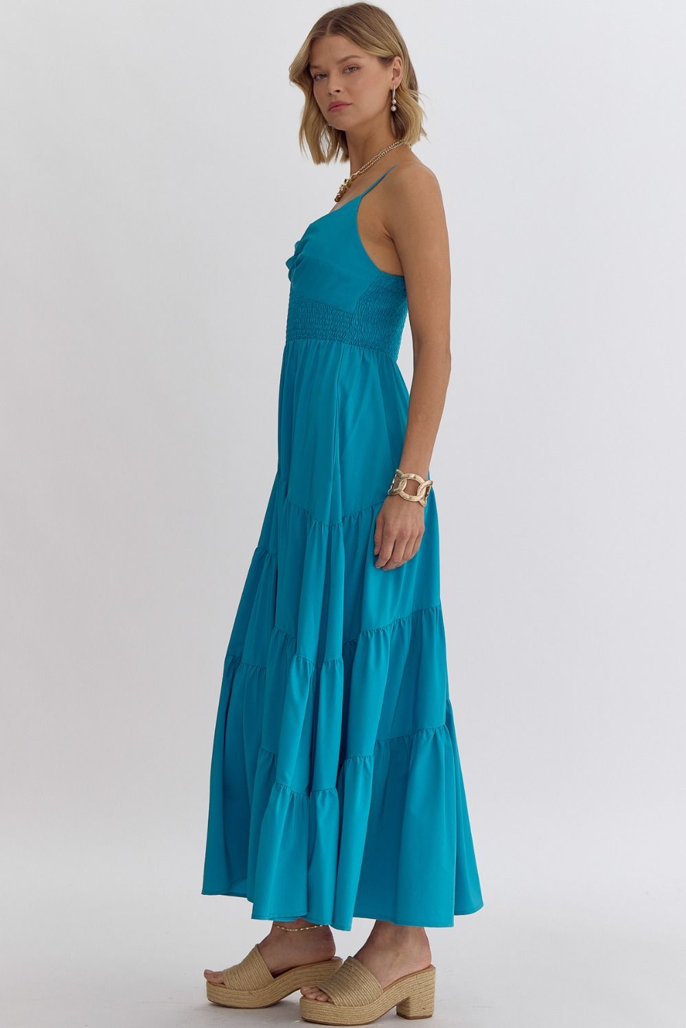 Spaghetti Strap Midi Dress GRN