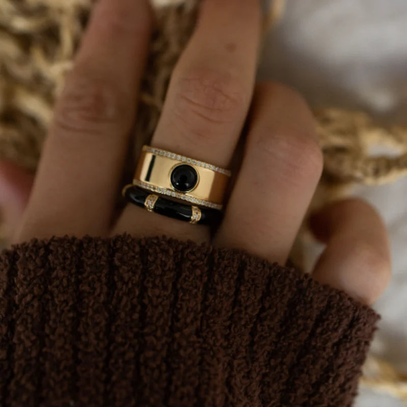Enamel Stacking Ring Black