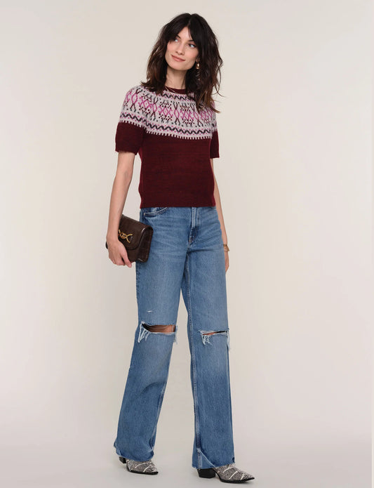 Fair Isle Crew Neck Merlot