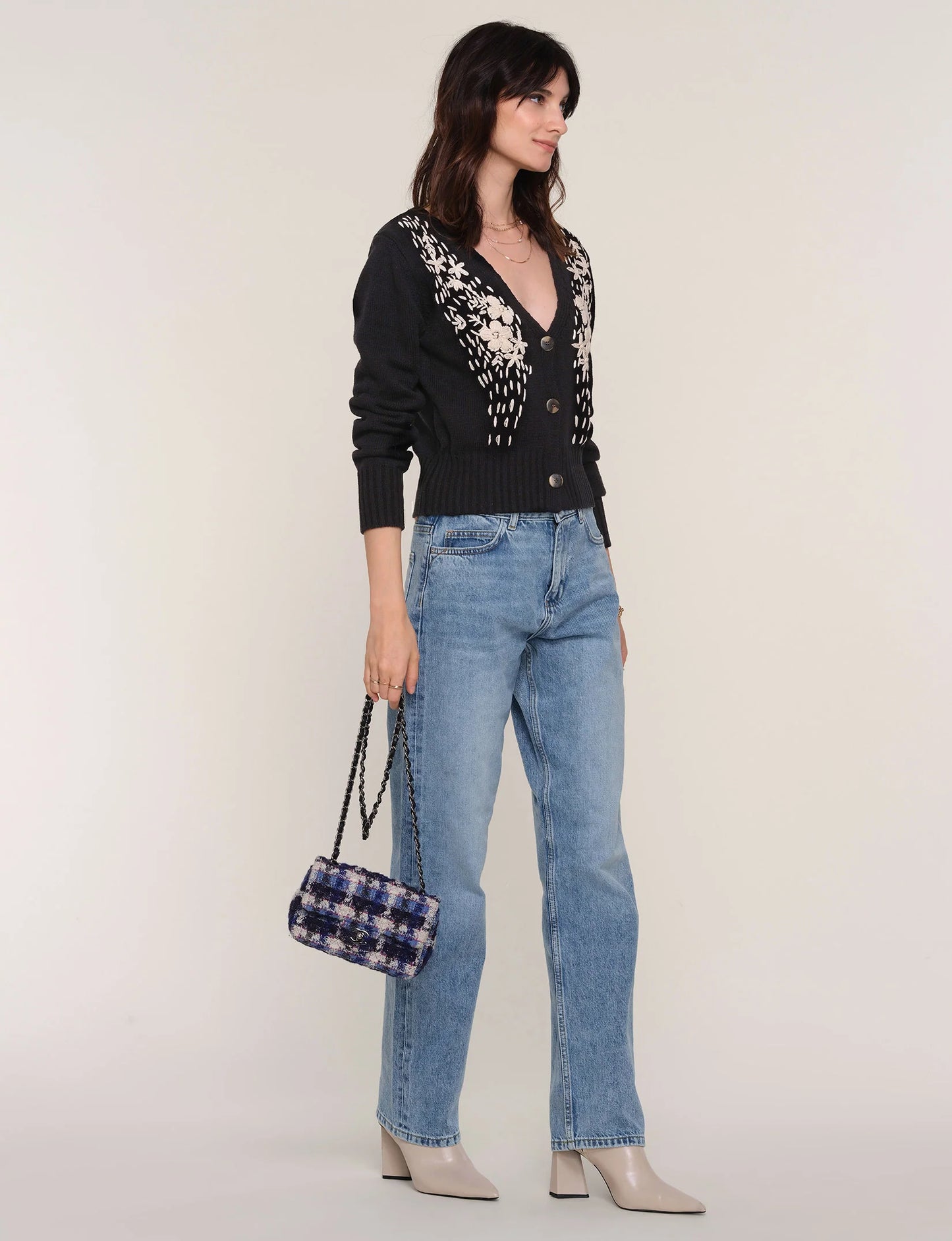 Black Floral Cardigan