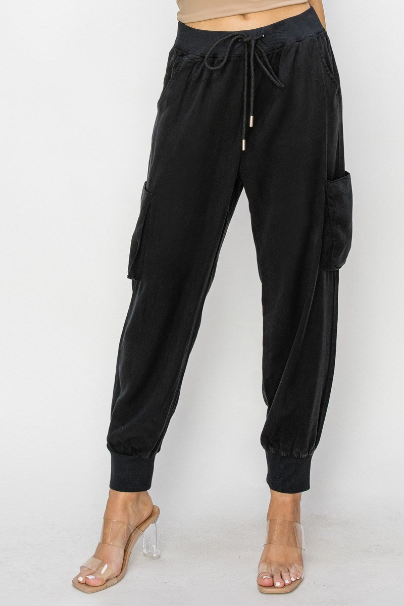 HIGH RISE CARGO JOGGER TENCEL PANTS