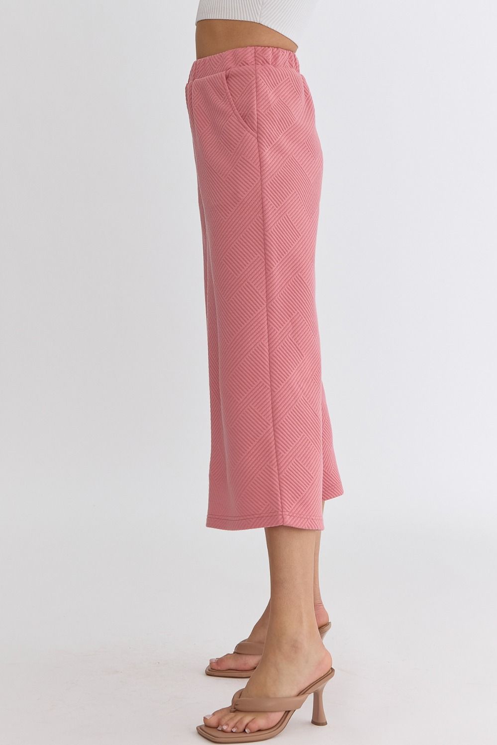 HR Textured Wide Leg Pant