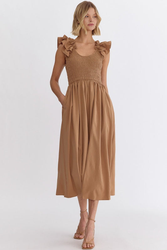 Sleeves Ruffle Midi Dress CRML