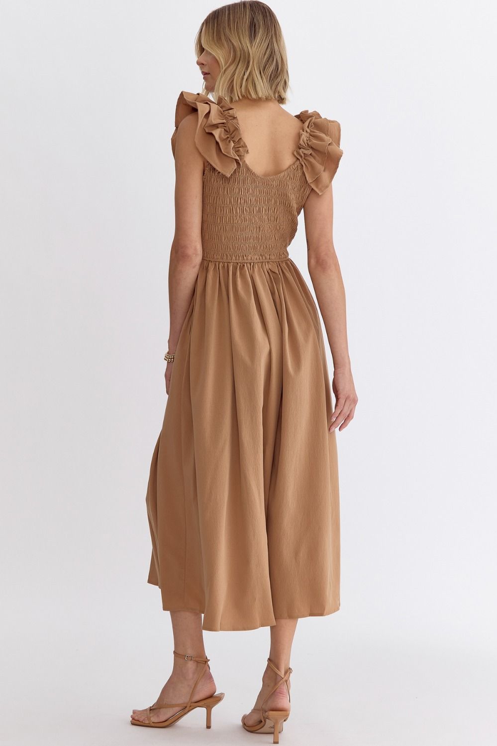 Sleeves Ruffle Midi Dress CRML