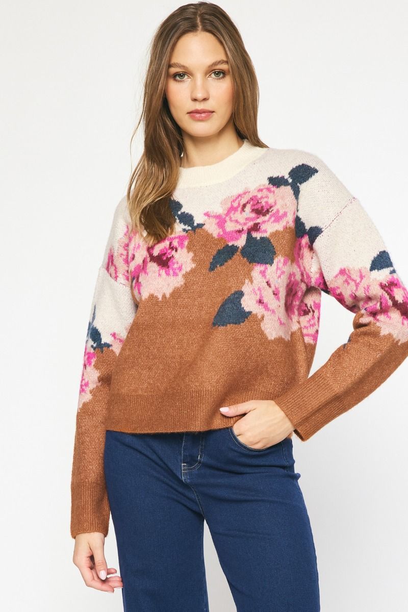 Floral Rust Sweater