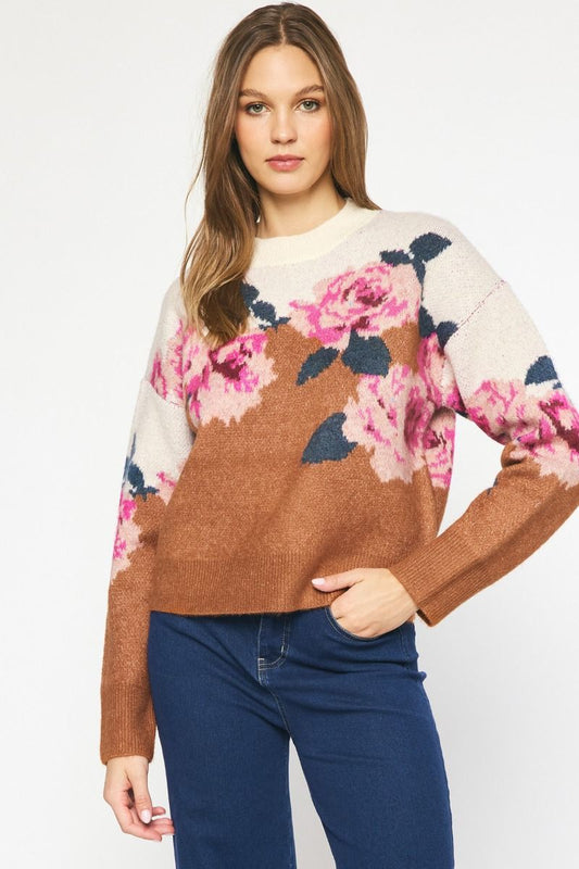 Floral Rust Sweater